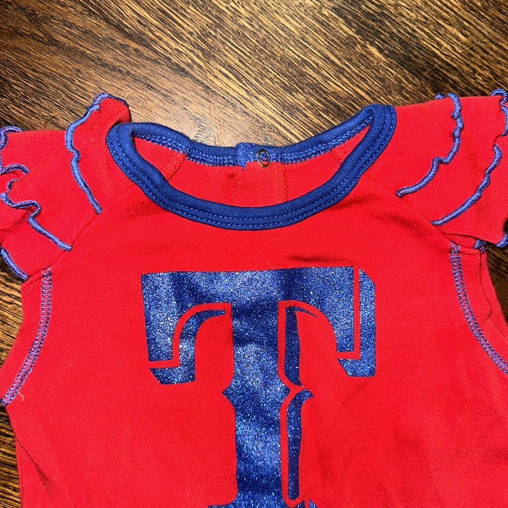 Texas Rangers Girl Ruffle Onesie - Picture 2 of 4